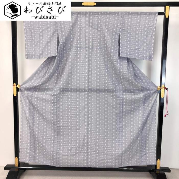 【完売】  楽天市場】【お得なクーポン配布中】 小紋 花草模様 縮緬 花浅葱 着物・浴衣