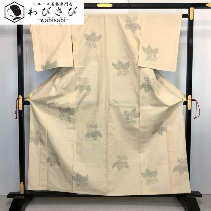 単衣 お召 抽象織模様 卯の花色 K-3682 単衣 お召 抽象織模様 卯の花色 K-3682