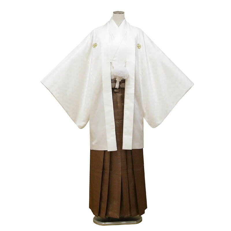 【レンタル】 成人式 紋付袴 9点セット【対応身長：170cm～175cm】羽織袴レンタル フルセット men083-s （mb071-hb106）【往復送料無料】 二十歳 羽織袴 レンタル 成人式 袴 白 無地 市松 羽織袴 紋 丸に違い鷹の羽 20歳 メンズ レンタル着物 成人式 謝恩会