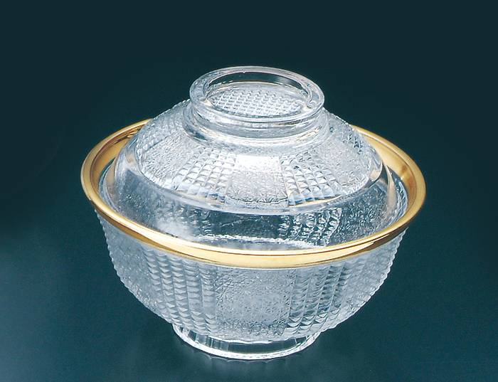 楽天市場】菊籠目蓋物 クリア どんぶり ふた お椀 ガラス 和食器 お