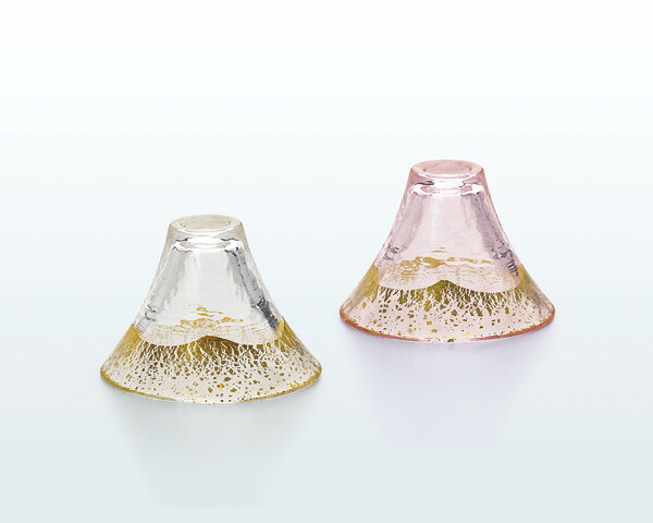 《日本製》富士山　冷酒杯揃え（金透き・金桜）（65ml）【さかずき】【盃】