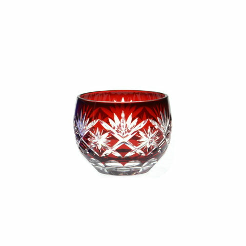 《江戸切子》《日本製》星剣菱　丸ぐい呑　赤【EDO KIRIKO cut glass】｜ガラス食器専門店 グラスワン 12,870円