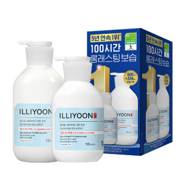 ILLIYOON イリユン セラミド アト ローション 600ml + 334ml セット ボディ ケア ボディクリーム 乾燥 冬 かゆみ 改善 モイスチャー 乳児にも安心 低刺激 優しい 保湿 韓国雑貨 韓国 人気 正規品 韓国 Ceramide Ato Lotion