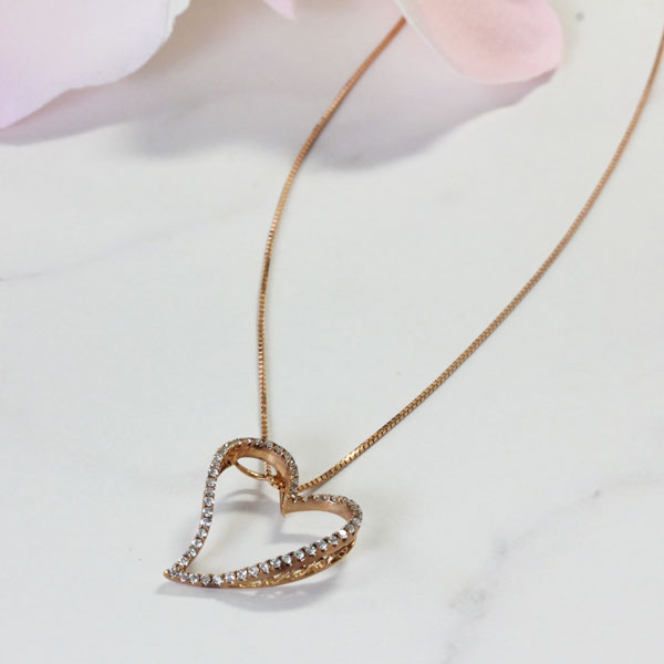 ハートネックレス　ダイヤモンド0.27ct　K18PG K18ピンクゴールド　ハート　ダイヤ　ペンダント
