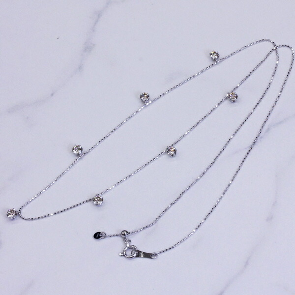 美品☆K18YG☆煌めきのストリングホールダイヤ1.00ct☆ロングネックレス Classic CHESS K18YG 1.0ct ダイヤモンド ライン ネックレス