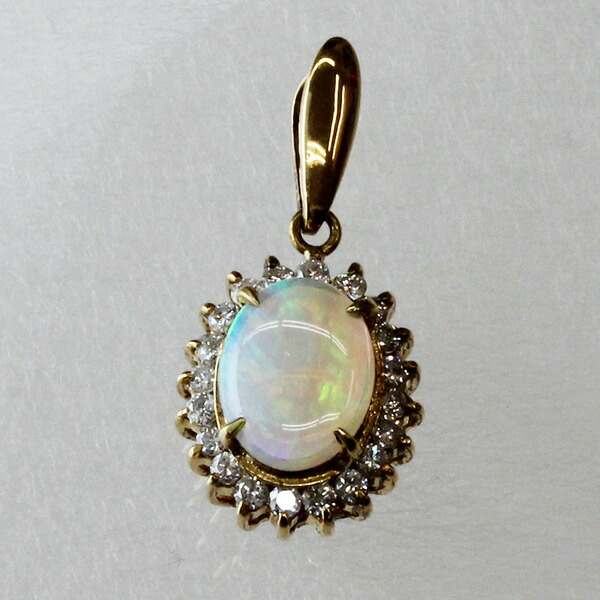 ペンダントトップ／チャーム・K18YG／オパール／ダイヤモンド20石ネックレス・ペンダント・OPAL・K18イエローゴールド｜木村時計店