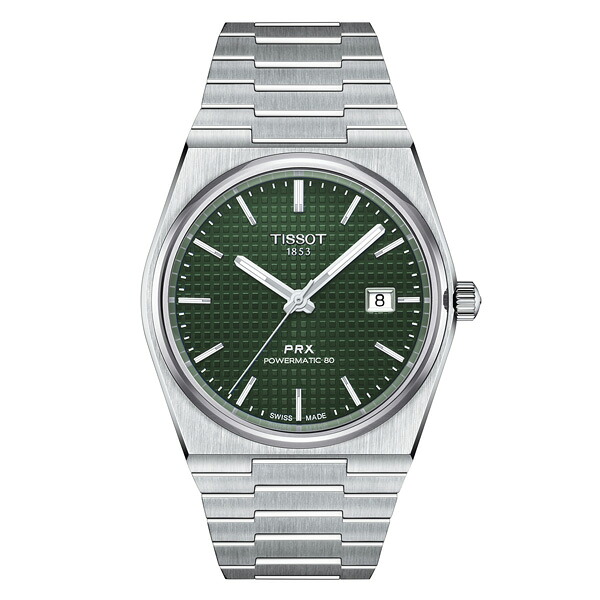 ティソ腕時計　T137.407.11.091.00　TISSOT PRX ピーアールエックス パワーマティック80　緑文字盤/ブレスレット（オートマチック）メーカー2年保証　T1374071109100