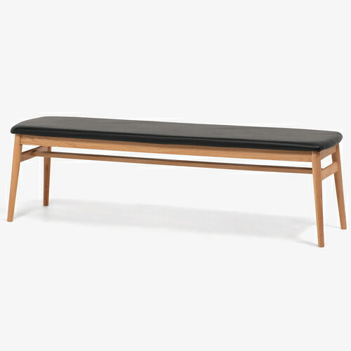 大塚家具 ベンチ「シネマ」幅151cm レッドオーク材ホワイトオーク色 座面PVCブラック
