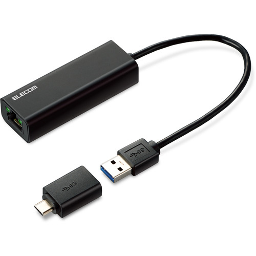 エレコム EDC-QUA3C-B 有線LANアダプタ 2.5G対応 Type-C変換アダプタ付 ブラック