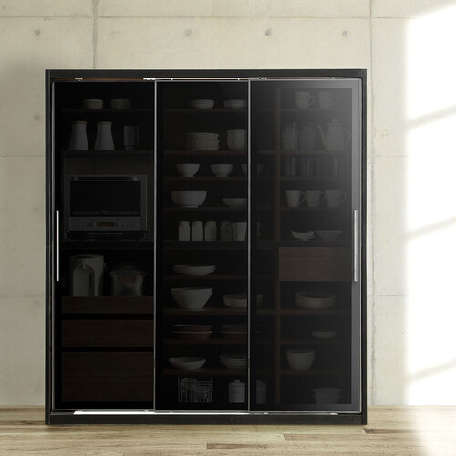 大塚家具 キッチンボード「ネロ」ブラック 奥行56cm 高さ200cm 幅180cm|KIMURAYA NET TASTE