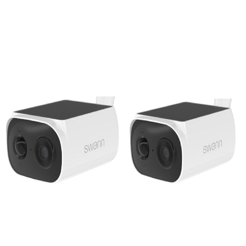 SWANN SWIFI-SESOL2KBC2-JP WIFI防犯カメラ 2K EVO ソーラーパネル カメラ2台セット 2K高画質 120度広視野角 暗視モード ホワイト