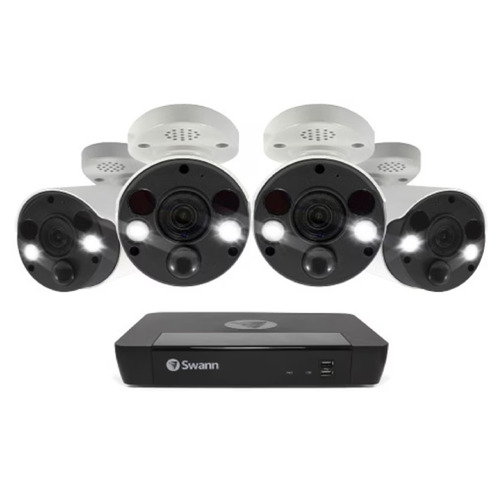 SWANN SWNVK-885804-DS 防犯カメラ NVRシステム 8ch 4Kカメラ4台セット 2TB HDD搭載 4K画質で録画 IP66防水防塵 ホワイト