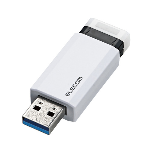 エレコム MF-PKU3256GWH USBメモリ 256GB キャップレス 自動収納 USB-A LED動作ランプ パスワード AES暗号化 Windows Mac対応 ホワイト