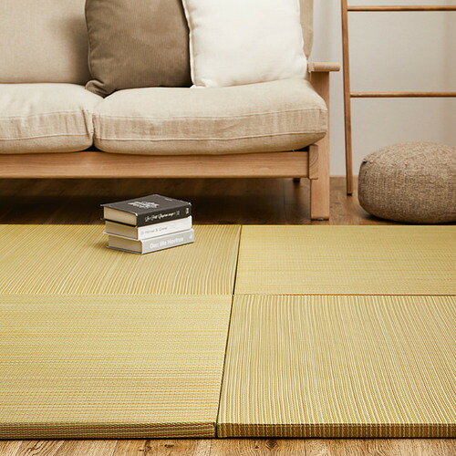 萩原 【12枚組】置き畳 綾川 約82×82×2.5cm イエロー|KIMURAYA NET TASTE