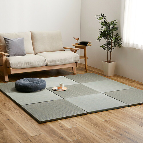萩原 【9枚組】置き畳 紗彩 約65&times;65&times;2.5cm ブルー｜KIMURAYA NET TASTE