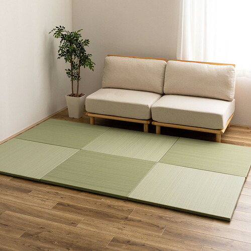 萩原 【6枚組】い草風置き畳 おぼろ 約82&times;82&times;2.5cm グリーン｜KIMURAYA NET TASTE 12,037円