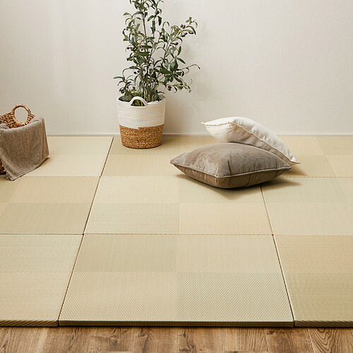 萩原 【9枚組】い草風置き畳 市松模様 約82&times;82&times;2.5cm グリーン｜KIMURAYA NET TASTE