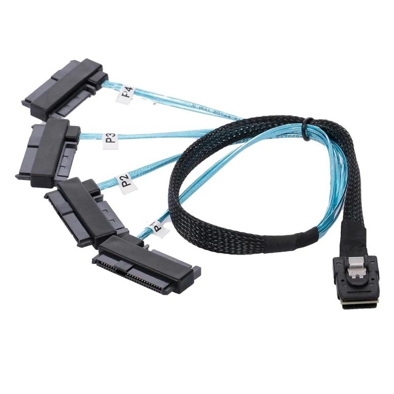 NFHK 内部 36ピン Mini SAS SFF-8087 ホスト→ 4 SFF-8482 ターゲット SAS ハードディスク IDE 電源ケーブル 50cm画像