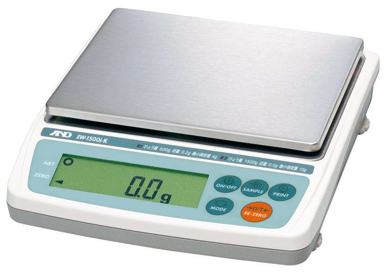 A&D 検定付き トリプルレンジパーソナル天びん EW-1500i-K ひょう量:1500g 最小表示:0.2~0.5g(使用範囲:4~1500g) 皿寸法:170(W)*133(D)mm