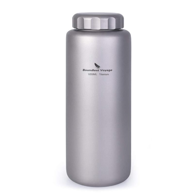 Boundless Voyage 1050ml/600ml 純チタン瓶 広口 大静電容量 直飲み吸い筒 アウトドア山登り 運動競技お水瓶 目こぼし押しとどめる 軽さ・錆びない 吸い筒 ストラップポーチ付き添い人