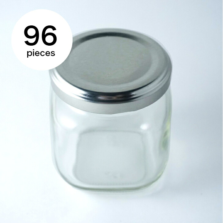 フタ付き添い人硝子入れもの ジャム瓶50 4角125ml  ［96個書き割り］ 【 ジャム瓶  キャニスター ガラス瓶 琉璃瓶 壜 125ml 壜 今めかしい 】
