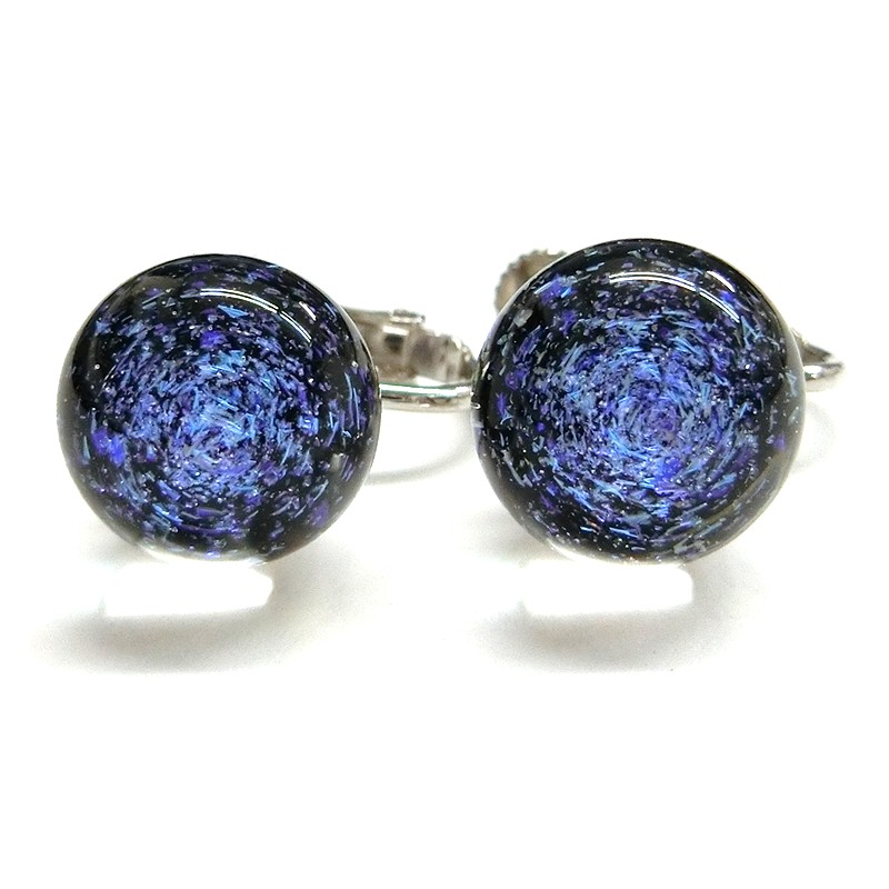 【小型宅配便】No.172_Dichroic Earring（イヤリング）【Natural Glass】進藤貴允氏作品 宇宙ガラス イヤリング 星 惑星 ダイクロ
