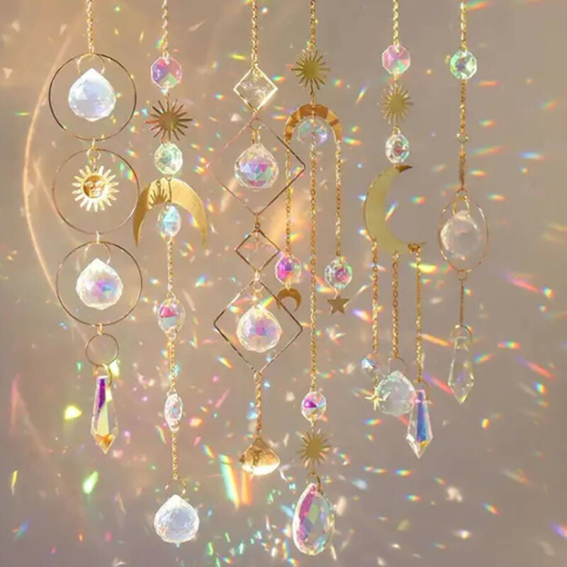 楽天市場】水晶サンキャッチャー 7個 カラフルなハンギング サン