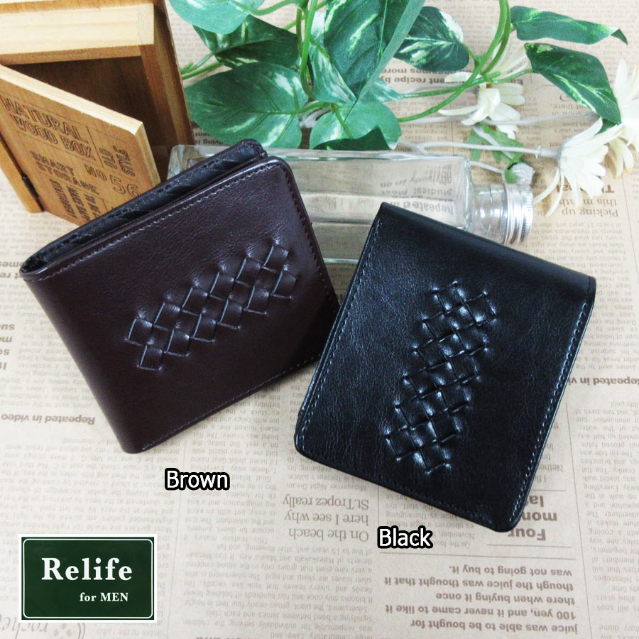 楽天市場 二つ折り財布 メンズ 本革 財布 牛革 さいふ 部分メッシュ 編み おしゃれ 小銭入れ カード入れ 札入れ 紳士 カッコイイ ウォレット コンパクト ギフト Relife アウトレット きなりや楽天市場店