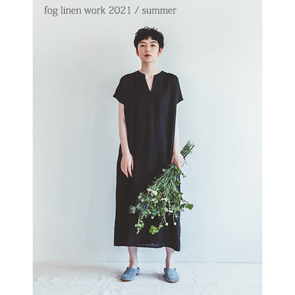 Work フォグリネンワーク Linen シェリー Linen ワンピース ブラック Fog 21夏物 ワンピース Lwa326 17 生成りな暮らしのご提案 キナル ブラック