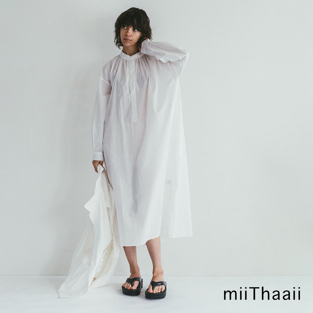 【セール30%OFF】miiThaaii（ミーターイー） コットン カルティック ワンピース ホワイト[FJW415]