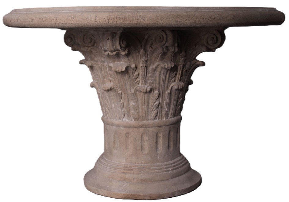 オブジェ コリント式のコーヒーテーブル ローマストーン仕上げ インテリア イベント ディスプレイ Corinthian Capital Coffee Table with Top｜Gracious