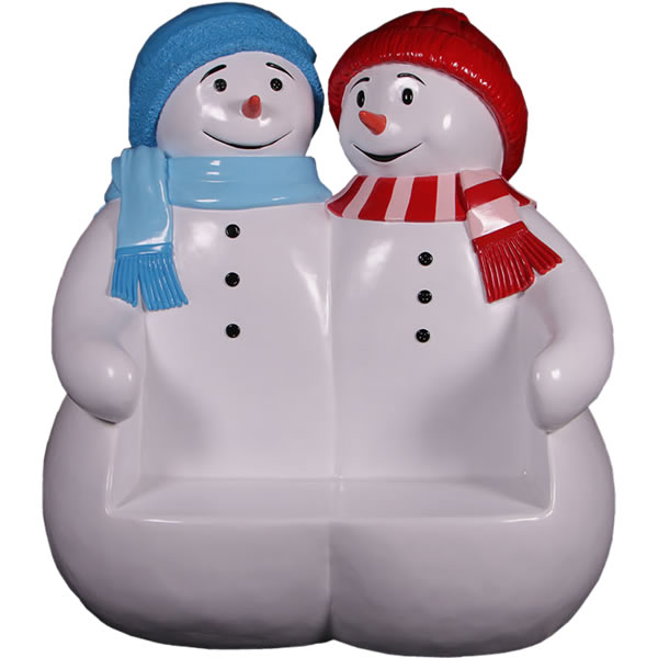 オブジェ 雪だるまのベンチ ブルー&レッド インテリア イベント ディスプレイ Snowmen Seat