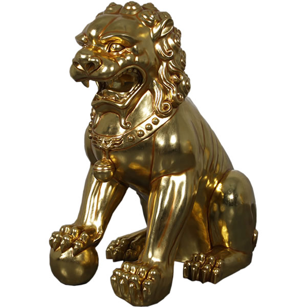 オブジェ 獅子 狛犬 フードッグ 金箔仕上 右足上げ インテリア イベント ディスプレイ Foo Dog Right Leg up｜Gracious