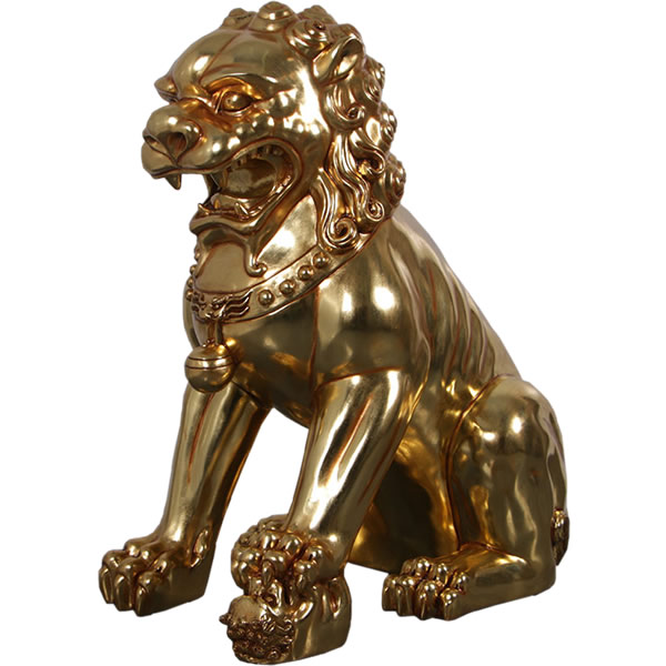 オブジェ 獅子 狛犬 フードッグ 金箔仕上 左足上げ インテリア イベント ディスプレイ Foo Dog Left Leg up｜Gracious