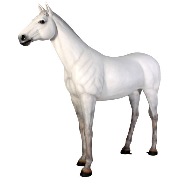 動物 オブジェ 強壮と立ち振る舞う白馬 インテリア イベント ディスプレイ Standing Horse Life Size White Stallion