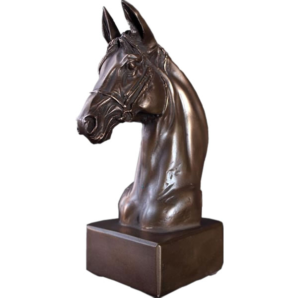 オブジェ 馬の頭部 台付き ブロンズ仕上げ インテリア イベント ディスプレイ Horse Head on Base Small