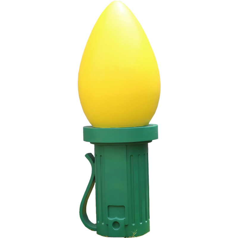 巨大なイルミネーション電飾球風オブジェ 黄色 インテリア イベント ディスプレイ Giant Fiberglass Light Bulb 6ft