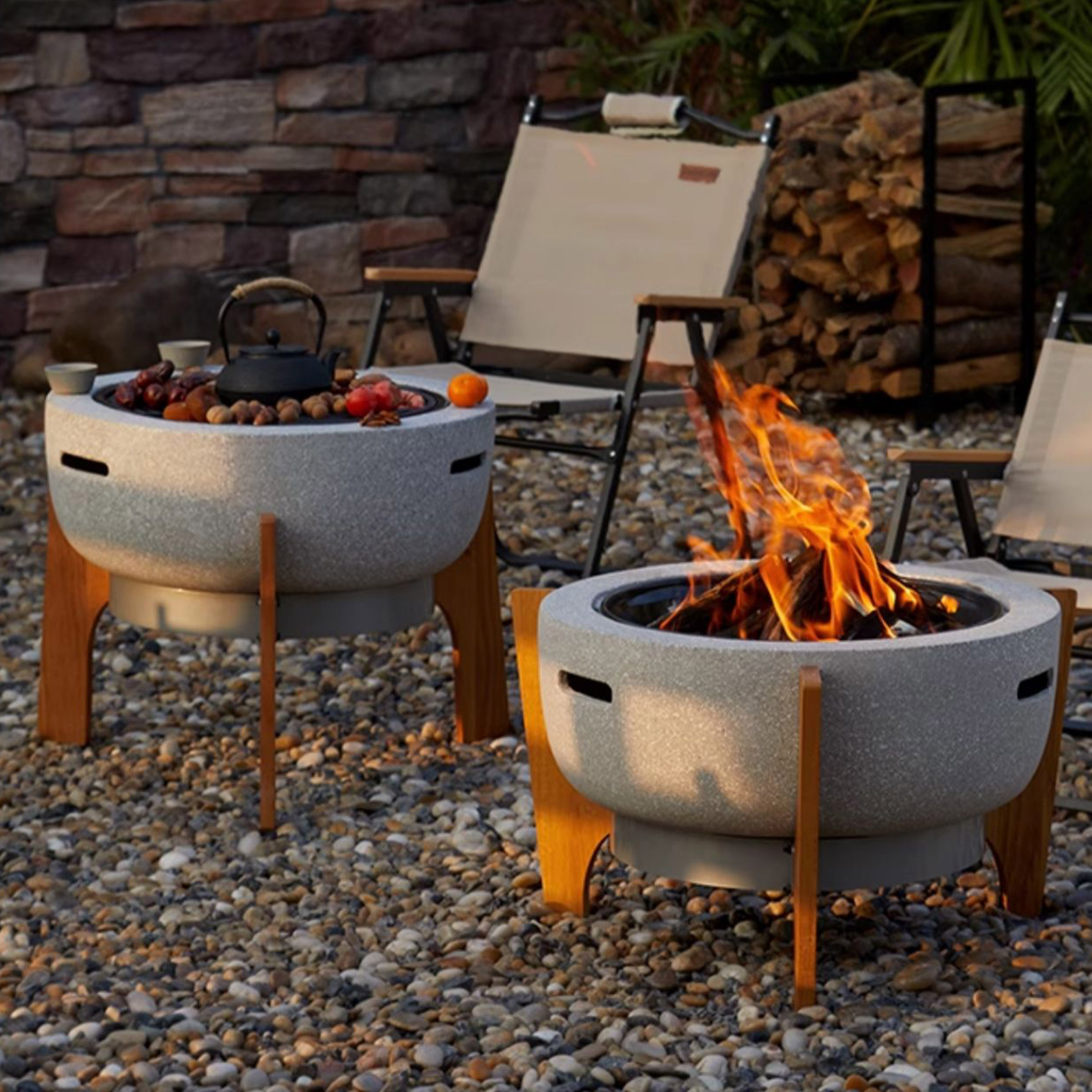 焚き火台 ファイヤーピット バーベキューコンロ 防雨 防塵カバー付き 大型 BBQ 焼肉 テーブル 多機能 耐熱性 おしゃれ 自宅 家庭用 大人数 庭|Kind Pick
