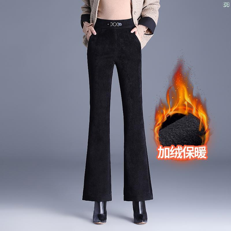 レディース　ファッション　コーデ　春　夏　秋 シェニール マイクロ フレア パンツ ドレープ ハイウエスト ストレート コーデュ