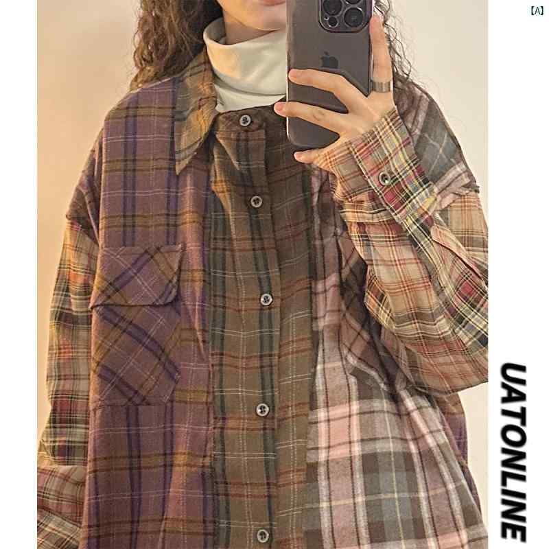 レディース　ファッション　レディース　オシャレ　コーデ　春　秋　夏 UATONLINE 秋 アメリカン レトロ ルーズス プライス チェ