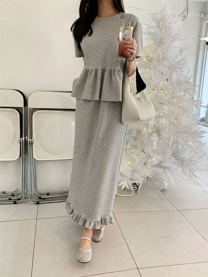 楽天市場】セットアップ レディース tシャツ+ロングスカート 2点