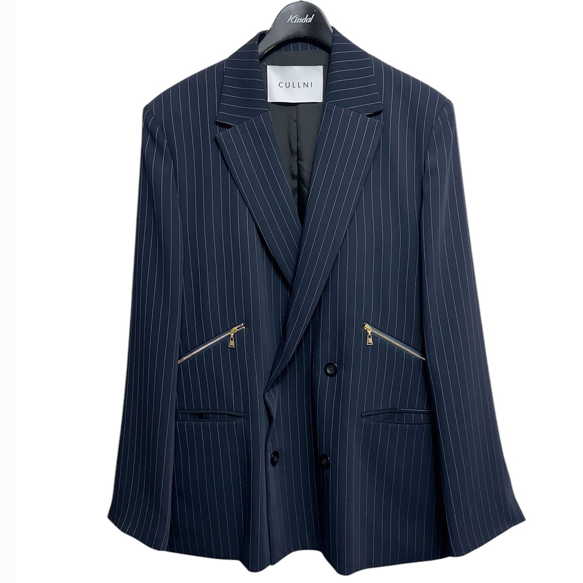 【中古】 CULLNI　 24AW Stripe Double Satin Zip Pocket Tailored Jacket ストライプダブルサテンジップポケットテイラードジャケット 24-AW-028ST ネイビー サイズ：2 【140425】（クルニ）