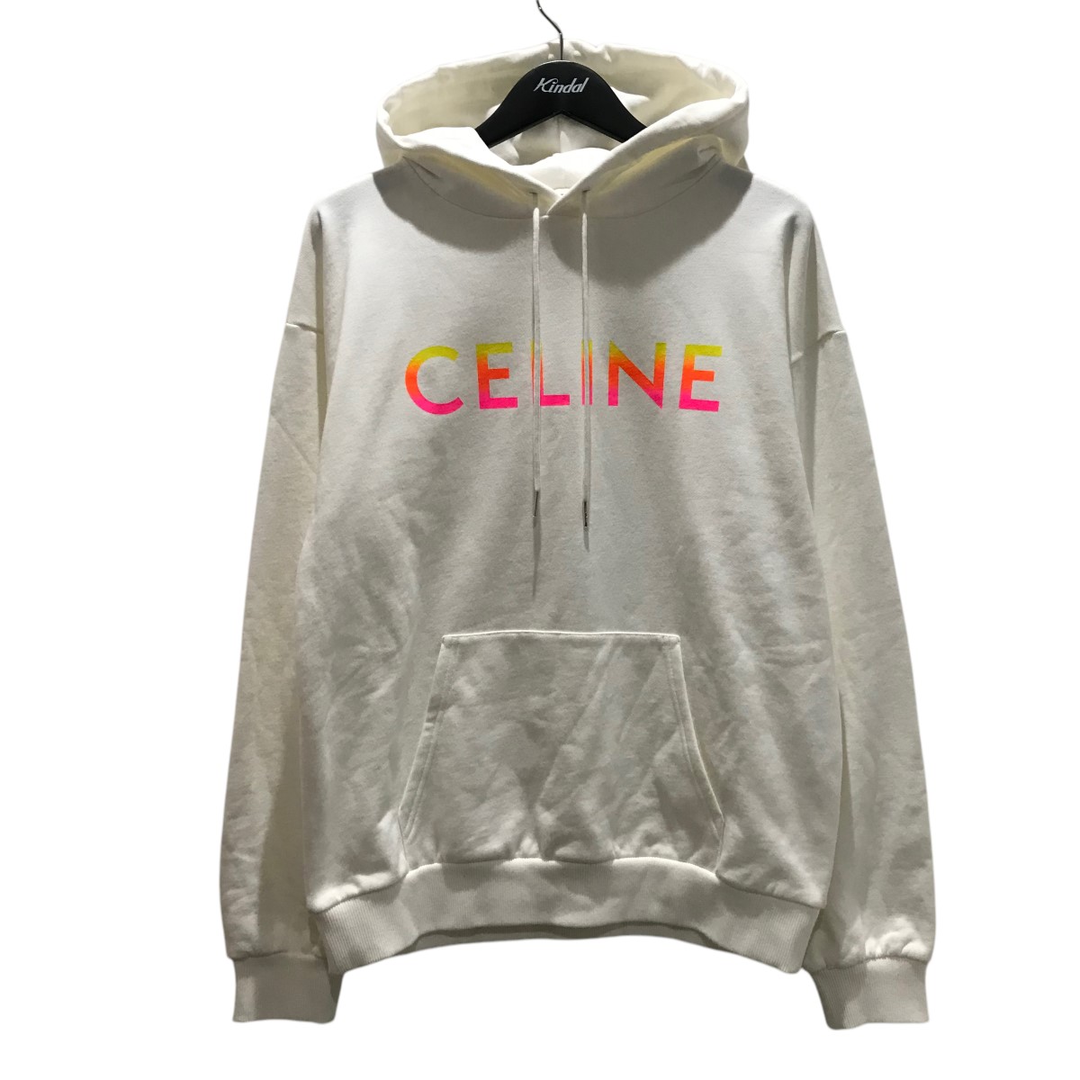 【中古】 CELINE グレデーションロゴプルオーバーパーカー 2Y753670Q ホワイト サイズ：M 【価格見直し】