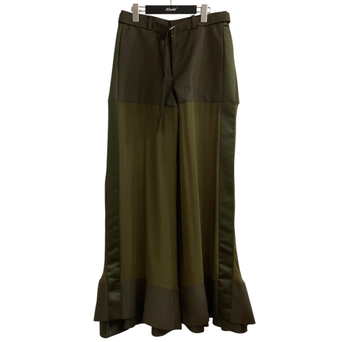 【中古】\u003cBR\u003esacai\u003cBR\u003e24SS Double Faced Pants うつり変わりベルテッドパンツ 24-07216 カーキ 大きさ：3\u003cBR\u003e【通貨価値思いなおす】
