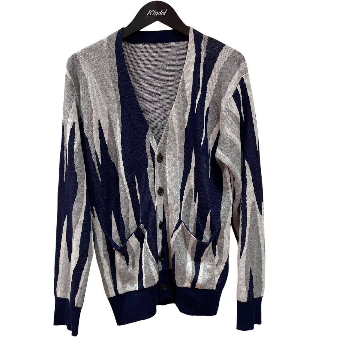 【中古】 BRU NA BOINNE アブストラクトウェールカーデェ カーディガン BUT0042 ネイビー×グレー サイズ：SIZE M 【価格見直し】