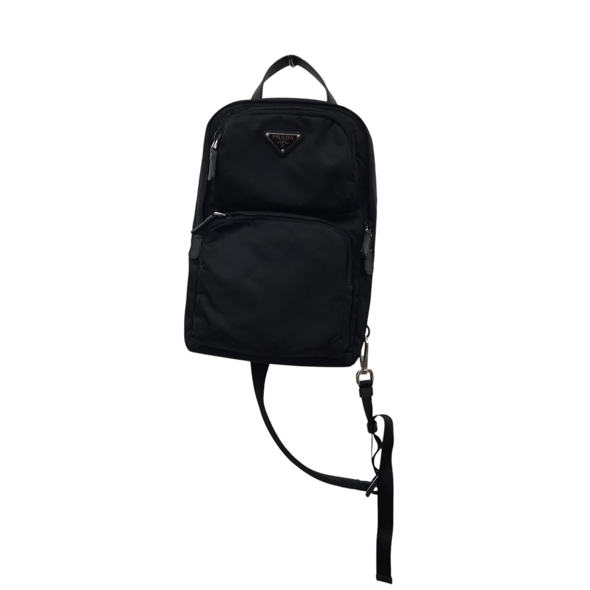 【中古】\u003cBR\u003ePRADA\u003cBR\u003eRe-Nylon xサフィアーノレザー  ワンショルダーバックパック 2VZ105 黒いこと\u003cBR\u003e【通貨価値思いなおす】