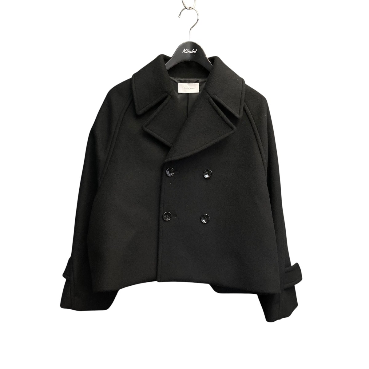 【中古】 NICOLAS JENSON LAMS WOOL MELTON SHORT RAGLAN COAT チェスターコート NJ10-23B-003 ネイビー サイズ：S 【価格見直し】