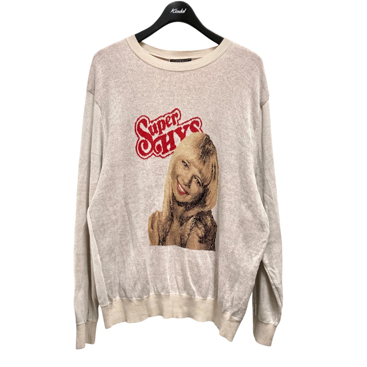 【中古】 Hysteric Glamour ROCK MY WORLD ガールデザインニット 02251NS03 ベージュ サイズ：L 【価格見直し】