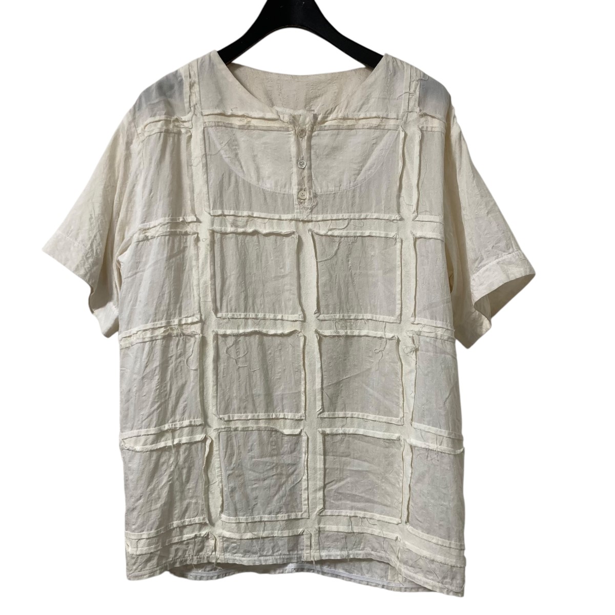 【中古】<br>Nobuyuki Matsui<br>Framed henry neck shirts コットンシルクシャツ アイボリー サイズ：2<br>【価格見直し】