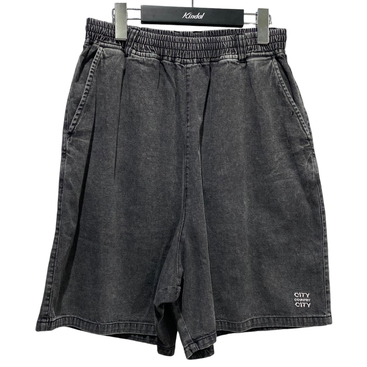 【中古】CITY COUNTRY CITY 24SS Embroiderd Logo Washed Denim Easy Shots 遊撃手ズボン下 CCC-241P003 薄墨色 大きさ：M 【050426】（シティカントリーシティ）